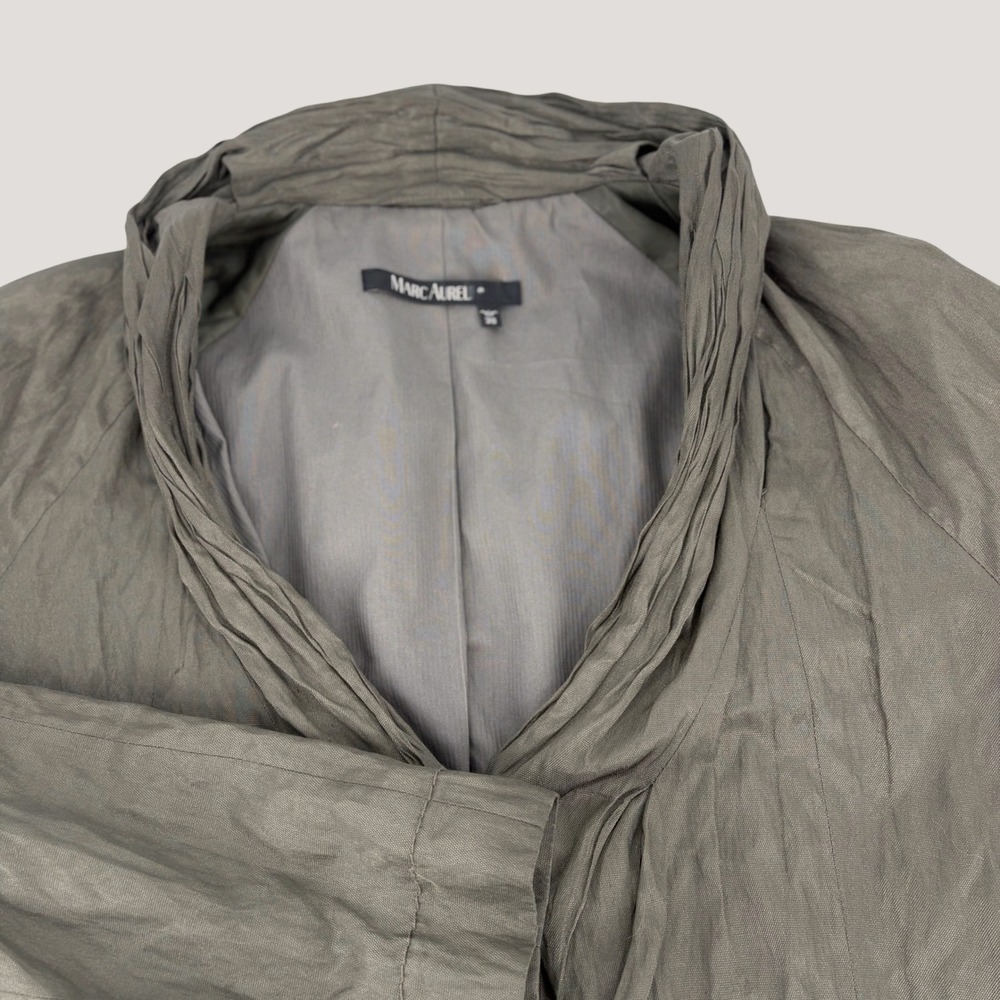 Marc Aurel Womens Olive Green Crinkle Tie Front Draped Shawl‎ Collar Jacket 38